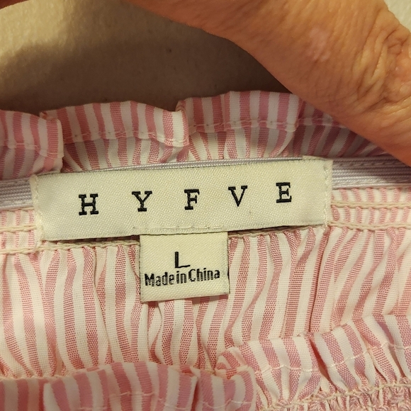 HYFVE Pink Striped Smocked Tube Top w/Ties Large (5194) - Picture 5 of 7